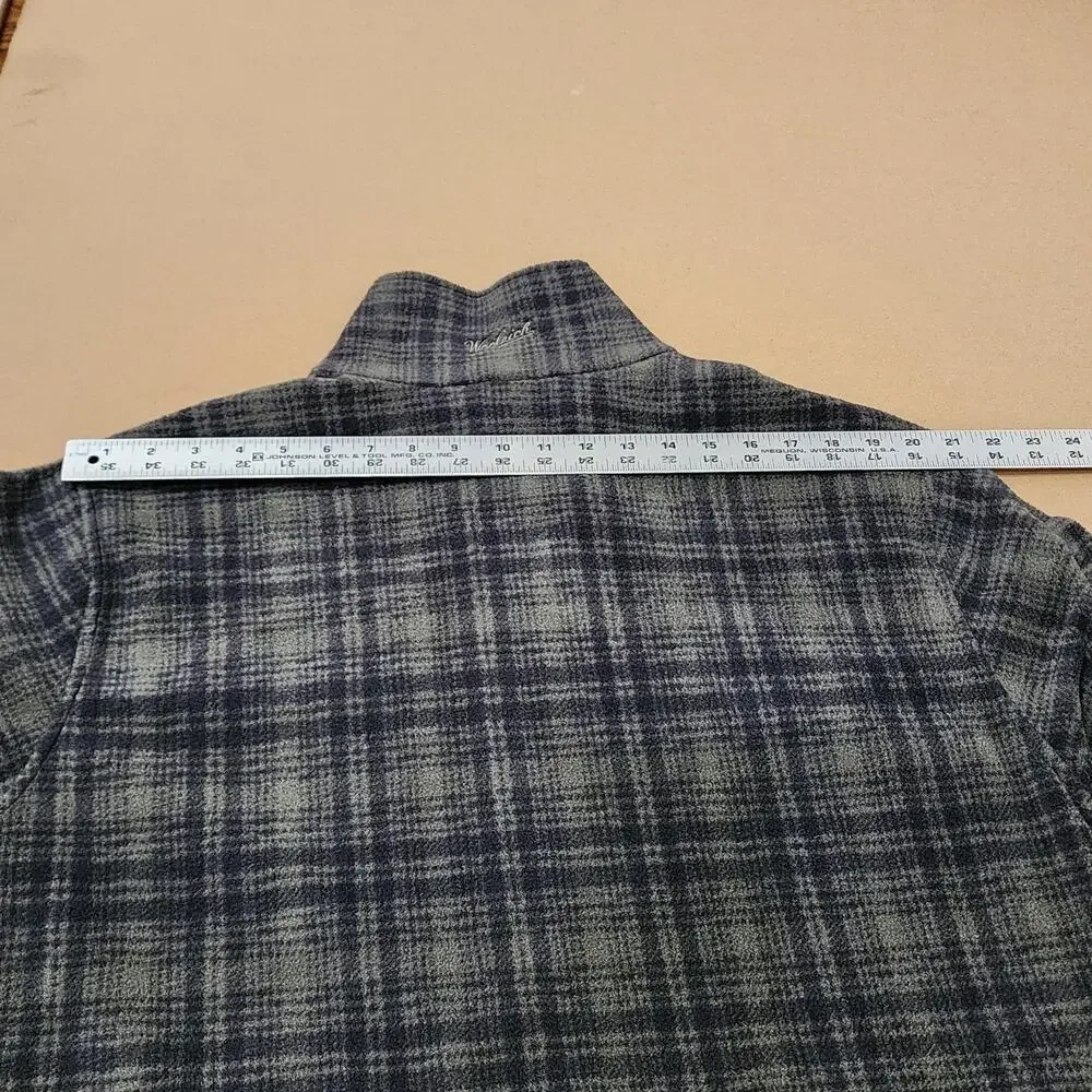 Woolrich Jacket Mens XL Green Plaid Fleece Full Zip Collar Olive Hunt 16121